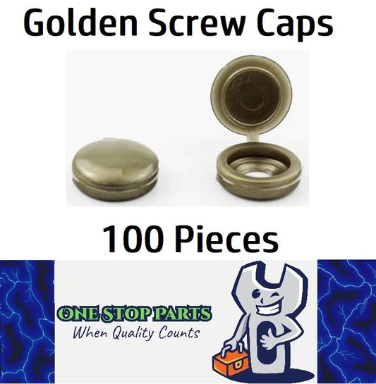 100 x Golden screw covers Bulk Screw Cap Covers with Lid (100pcs)