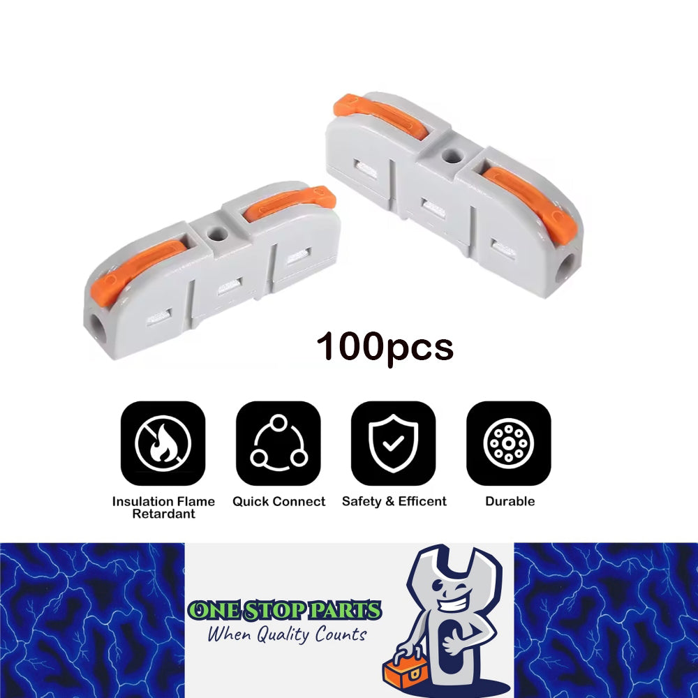 100 x Lever Nut Wire Connectors 1 to 1 Inline Wire Cable Connector ClampTerminal