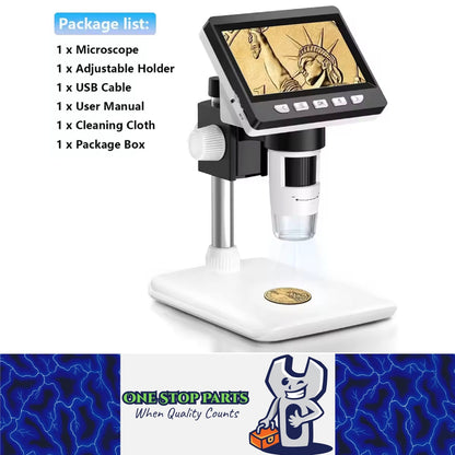 1000X Digital Microscope 4.3" IPS 1080P LED Electronic Repair Coin Microscope