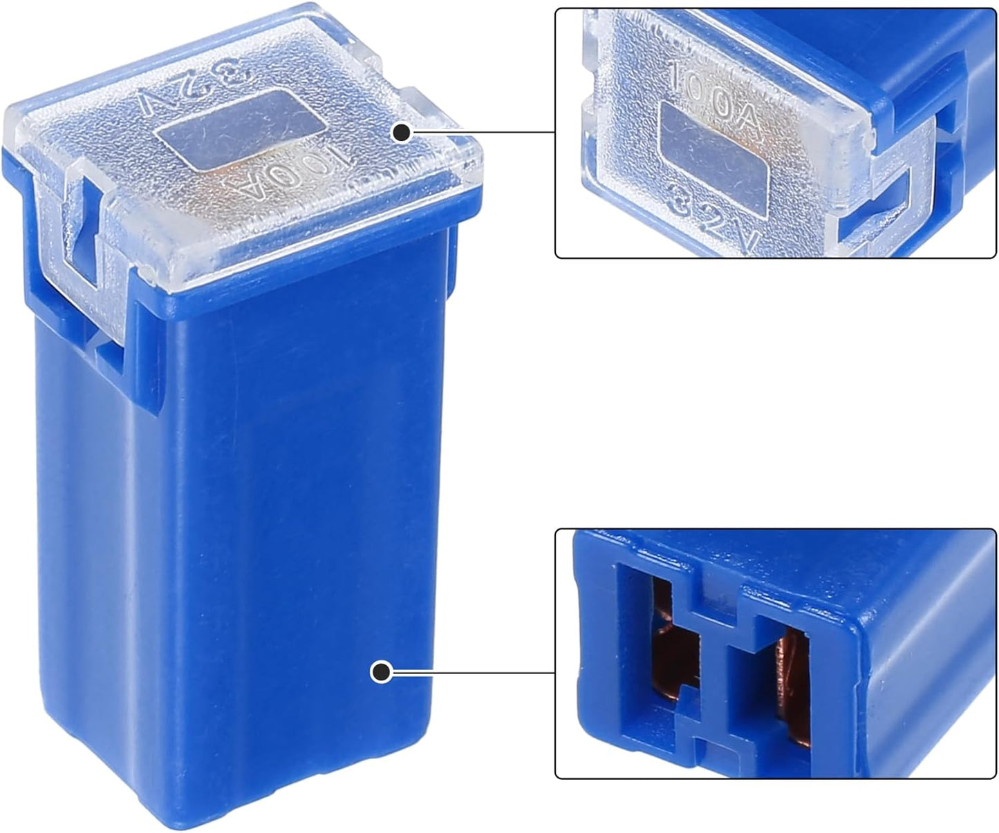 5 x 100Amp Blue Small Slow Blow Fuse Block 10mmx12mm x 27mm High 100A Fuse(5pcs)