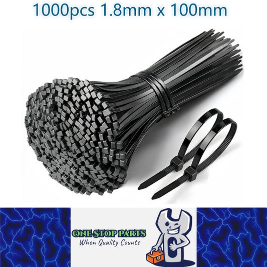 1000 x 100mm Black Cable ties 1.8mm x 100mm Black Plastic Nylon Ties (1000pcs)