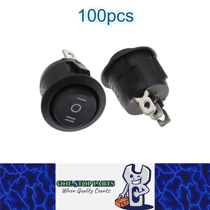 100 x Round Rocker Switch Car Boat Dashboard 3 Pin ON/OFF/ON Power Switch Black