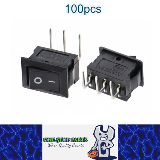 100 x Black Rocker Switches 10x15mm ON/OFF 3 Pin L Type SPST Panel Mini Switches