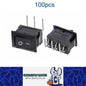 100 x Black Rocker Switches 10x15mm ON/OFF 3 Pin L Type SPST Panel Mini Switches