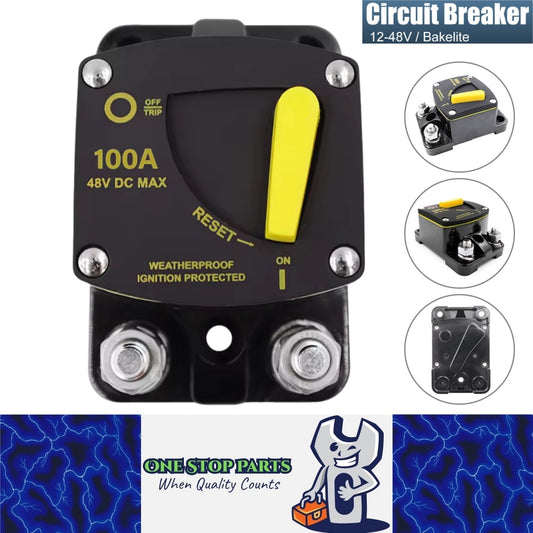 Heavy Duty Marine 12v-48v 100A Manual Reset Circuit Breaker Ideal for Boat Yatch