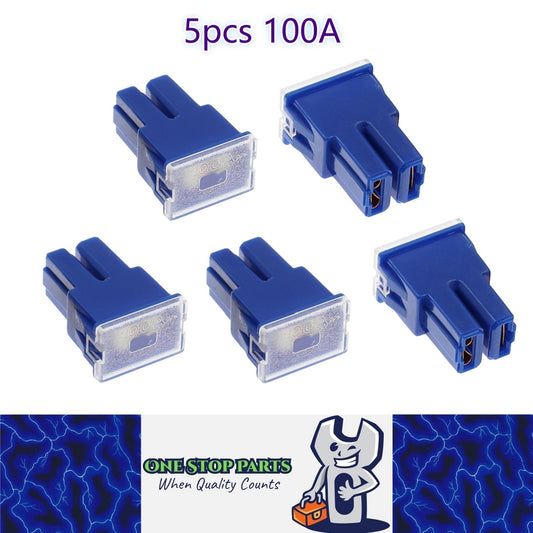 5 x 100Amp Blue Medium Female Slow Blow Fuse Block 15mmx22mmx32mm High 100A Fuse