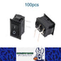 100 x Black Rocker Switches 10x15mm ON/OFF 2 Pin L Type SPST KCD11 Mini Switches