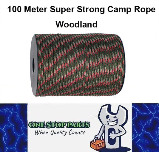 100m Woodland 550lb Military 9 core Paracord Rope 4mm Outdoor Camping Rope