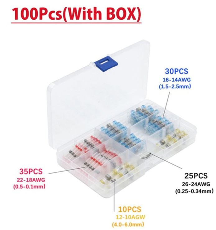 100pcs Mixed Waterproof Heat shrink Wire Connector Solder Insulated Joiners