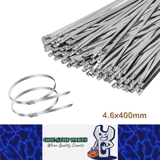 100pcs 4.6x400mm 304 Stainless Steel Zip Ties Self Locking Heavy Duty Cable Ties