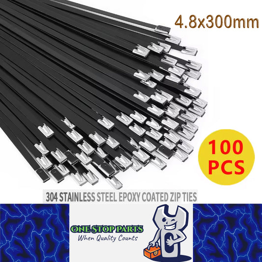 100pcs 4.8x300mm 304 Stainless Steel Zip Ties Self Locking Heavy Duty Cable Ties