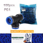 100 x T shaped Tee PE4 Air Pneumatic Connectors OD4mm Hose 3 Way Fittings