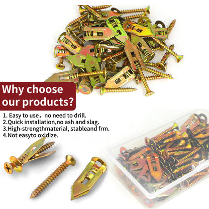 100pcs Self Drilling Drywall Anchors with Screws Expansion Nail Self-Tappe Screw