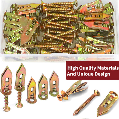 100pcs Self Drilling Drywall Anchors with Screws Expansion Nail Self-Tappe Screw