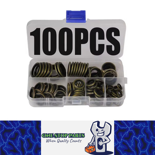 100pcs Metal Bonded Washer Oil Drain Plug Gasket Kit M6/8/10/12/14 /16 Seal Ring
