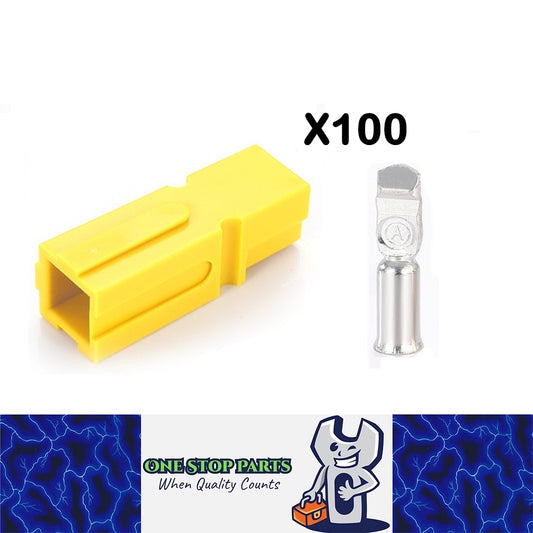 100 x 180A Yellow Anderson Style Single Pin 180Amp Connector Single Terminal