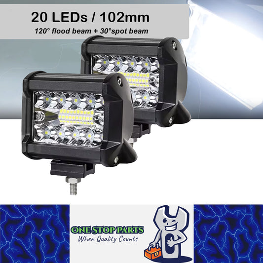 2pcs LED Light Bar 20LEDs 102mm Flood Beam Spot Beam Combine LED Work Light Bar