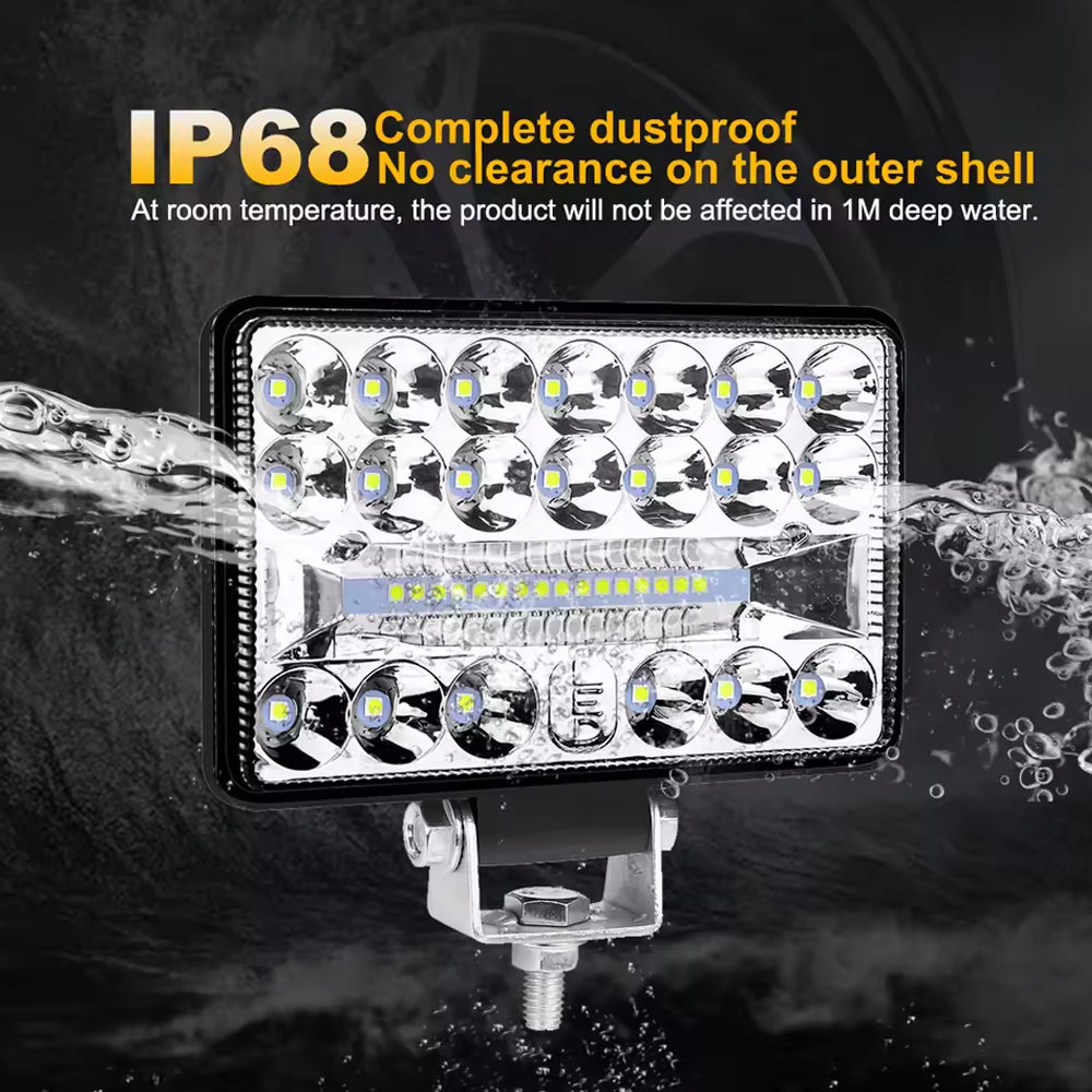 2 x 108W LED Work Light 127x89mm 12-24V 6000K Spot Flood Beam Combo Work Light