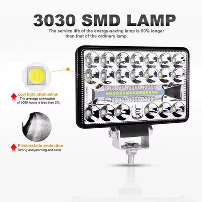 2 x 108W LED Work Light 127x89mm 12-24V 6000K Spot Flood Beam Combo Work Light