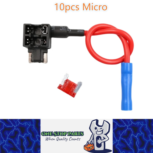 10 x Micro Blade Piggy Back fuse Connector with wire ideal for add on Accessorie