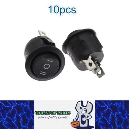 10 x Round Rocker Switch Car Boat Dashboard 3 Pin ON/OFF/ON Power Switch Black
