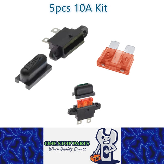 5 x 10A weatherproof standard inline fuse holder with mount tabs 5pcs 10Amp