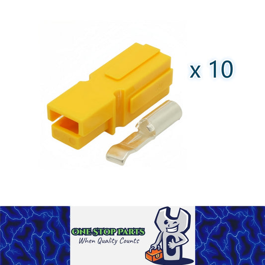 10 x 120A Yellow Anderson Style Single Pin 120Amp Connector Plug Single Terminal