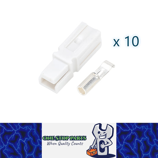 10 x 120A White Anderson Style Single Pin 120Amp Connector Plug Single Terminal