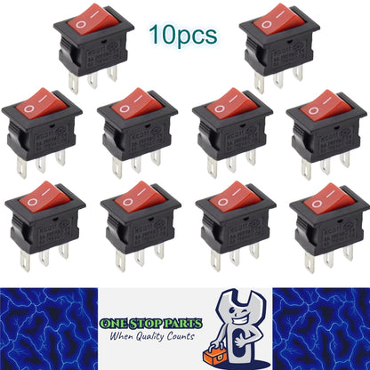 10 x Red Rocker Switches 10x15mm ON/OFF 3 Pin SPST Panel Mini Rocker Switches