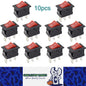 10 x Red Rocker Switches 10x15mm ON/OFF 3 Pin SPST Panel Mini Rocker Switches