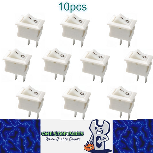 10 x White Rocker Switches 10x15mm ON/OFF 2 Pin SPST Panel Mount Rocker Switch