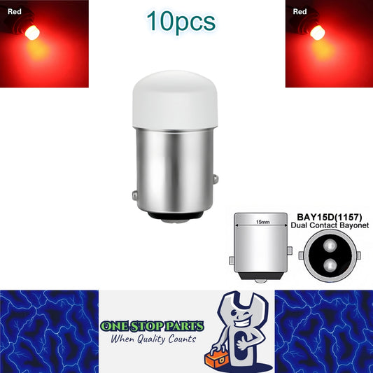 10 x Red BAY15D 1157 12V 9SMD 600LM LED Condensing Lens Red (10pcs)