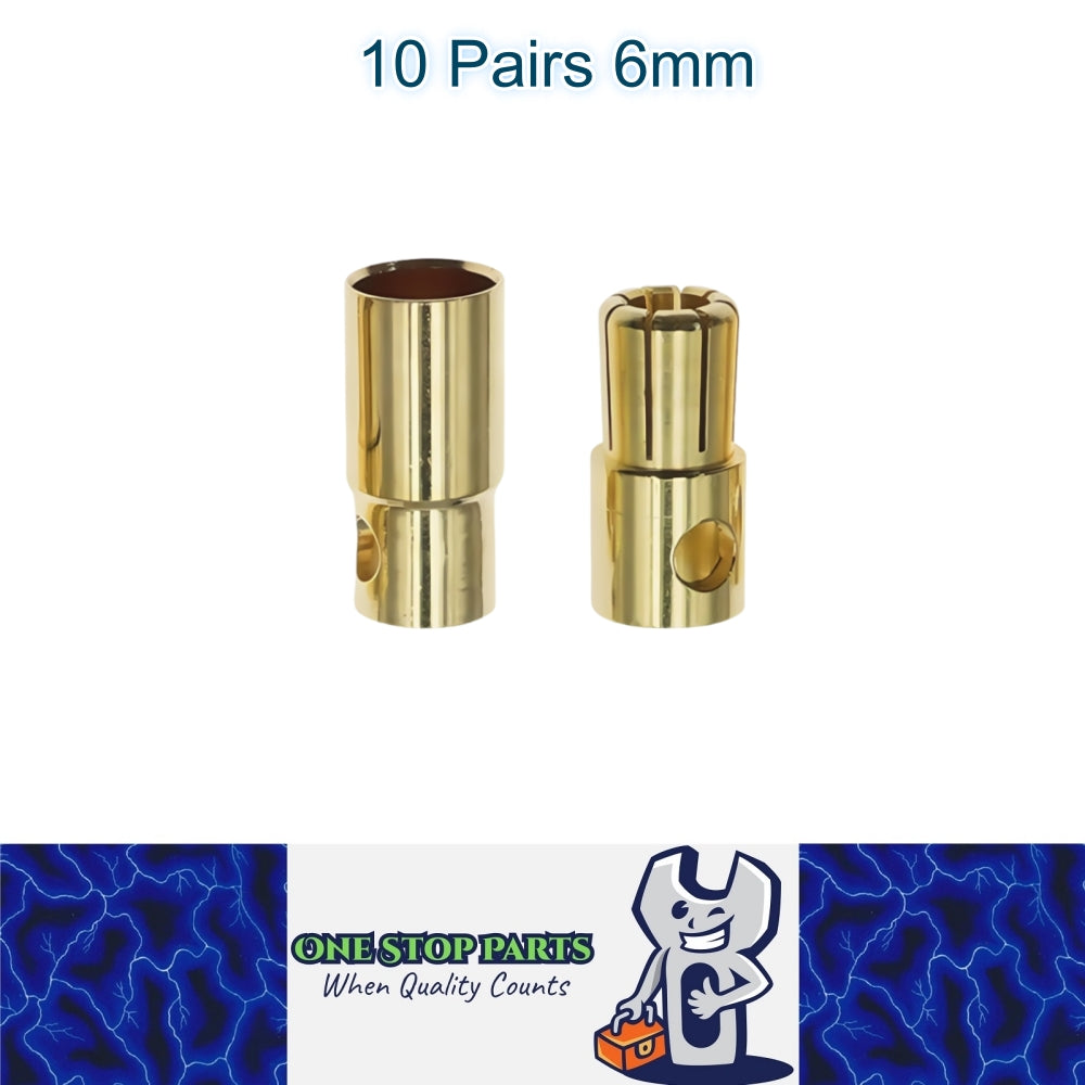 10 Pairs 6mm Bullet Connectors Banana Plugs Male Female for RC Battery ESC Motor