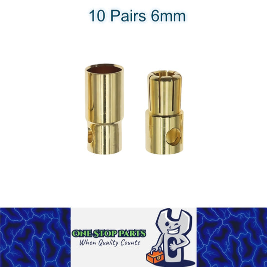10 Pairs 6mm Bullet Connectors Banana Plugs Male Female for RC Battery ESC Motor