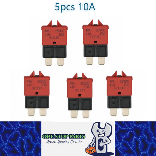 5 x 10Amp Standard Blade Fuse Circuit Breaker Manual Reset Circuit Breaker 10A