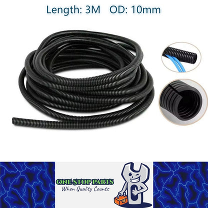 3 Meters 10mm Black split Conduite Wire Loom Conduite sleeve tube (3m Black)