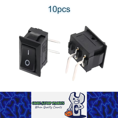 10 x Black Rocker Switches 10x15mm ON/OFF 2 Pin L Type SPST Panel Mini Switches