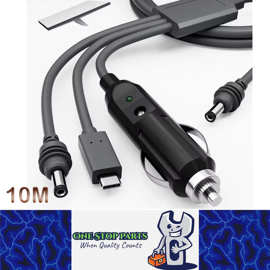 10M Starlink Mini 3-in-1 DC Power Cable to USB C Cigarette Lighter Plug DC Male