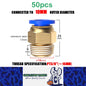 50 x Pneumatic Air Connector Fittings Push to Connect 10mm Tube to 16mm Thread