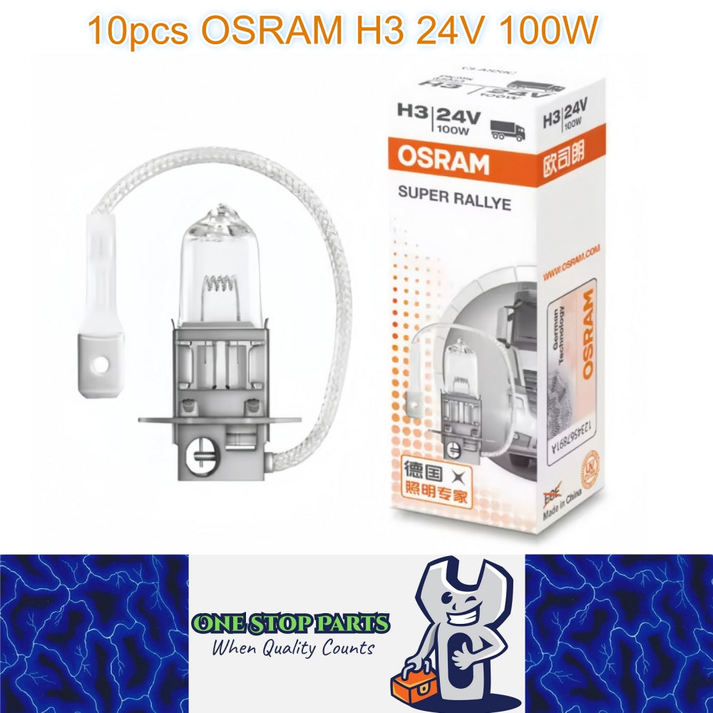 10 x Osram 24V H3 100W Halogen Globes 3200K Truck Original Headlight Fog Lamp