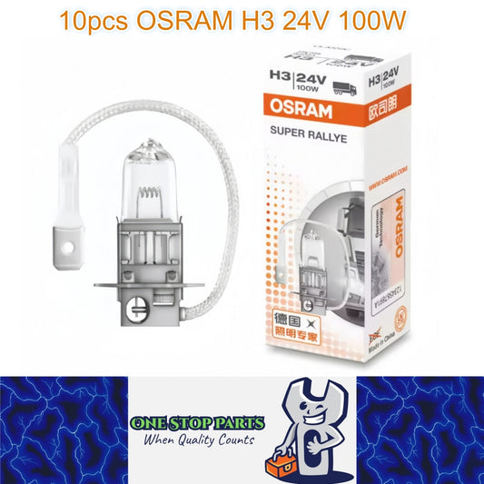 10 x Osram 24V H3 100W Halogen Globes 3200K Truck Original Headlight Fog Lamp