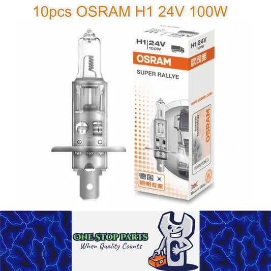 10 x Osram 24V H1 100W Halogen Clear Globe 3200K Truck Headlight Fog Lamp