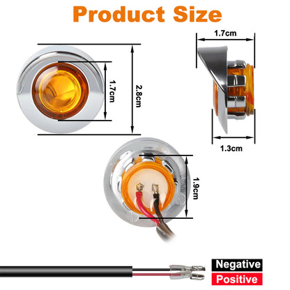 10 x White Round LED Front Marker Lamps 1.9CM 12V-24V LED Front Marker Lights