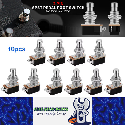 10pcs Guitar Effect Pedal Soft Touch Foot Switch SPST 2 Pin Stomp Push Button