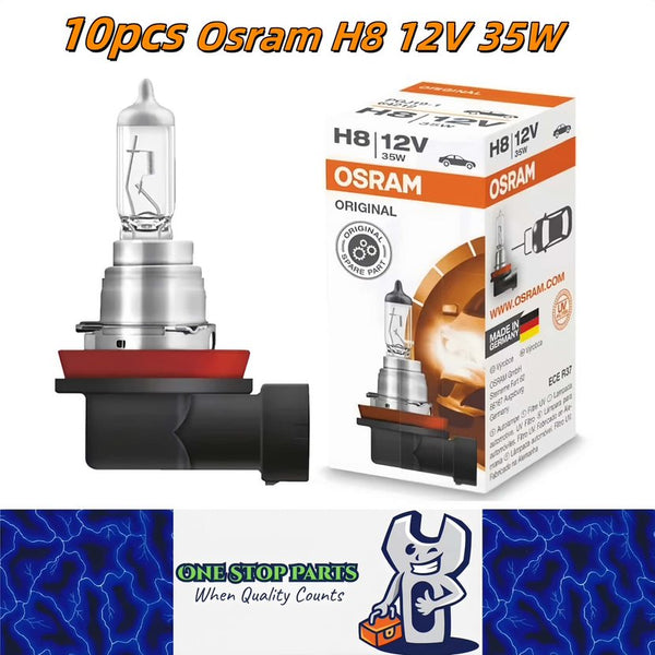 10 x Osram 12V H8 35W Halogen Clear Globes 3200K Original 64212 PGJ19 ...