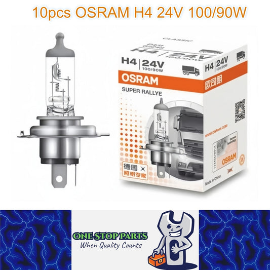 10 x OSRAM 24V H4 100/90W Halogen Globes Hi/Low 3200K HB2 9003 Truck Headlight