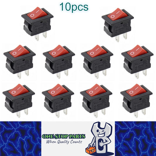 10 x Red Rocker Switches 10x15mm ON/OFF 2 Pin SPST Panel Mount Car Boat Switches