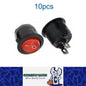 10 x Round Rocker Switch Car Boat Dashboard 2 PIN ON/OFF Power Switch Red Button