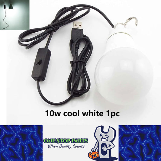 USB 10w Cool White Light Bulb with Inline Switch with 1.5 Meter Cable (1pc)