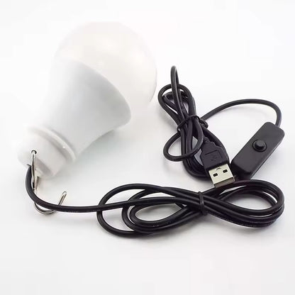 USB 10w Cool White Light Bulb with Inline Switch with 1.5 Meter Cable (1pc)